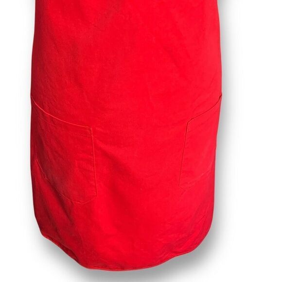 Starbucks Christmas Red Barista Full Apron Green Embroidered Logo Tie Back - Picture 5 of 15